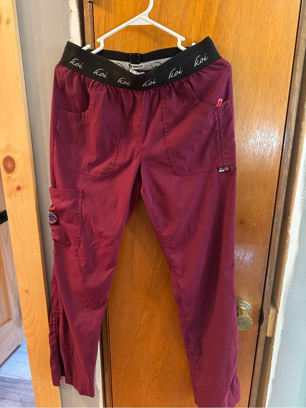 koi lite Slim Fit Burgundy Elastic Waist Cargo Joggers